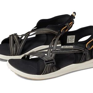 Columbia Black and Gold Strappy Sandals